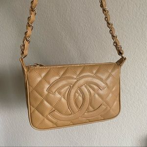 Chanel caviar Timeless CC Pochette Shoulder Bag